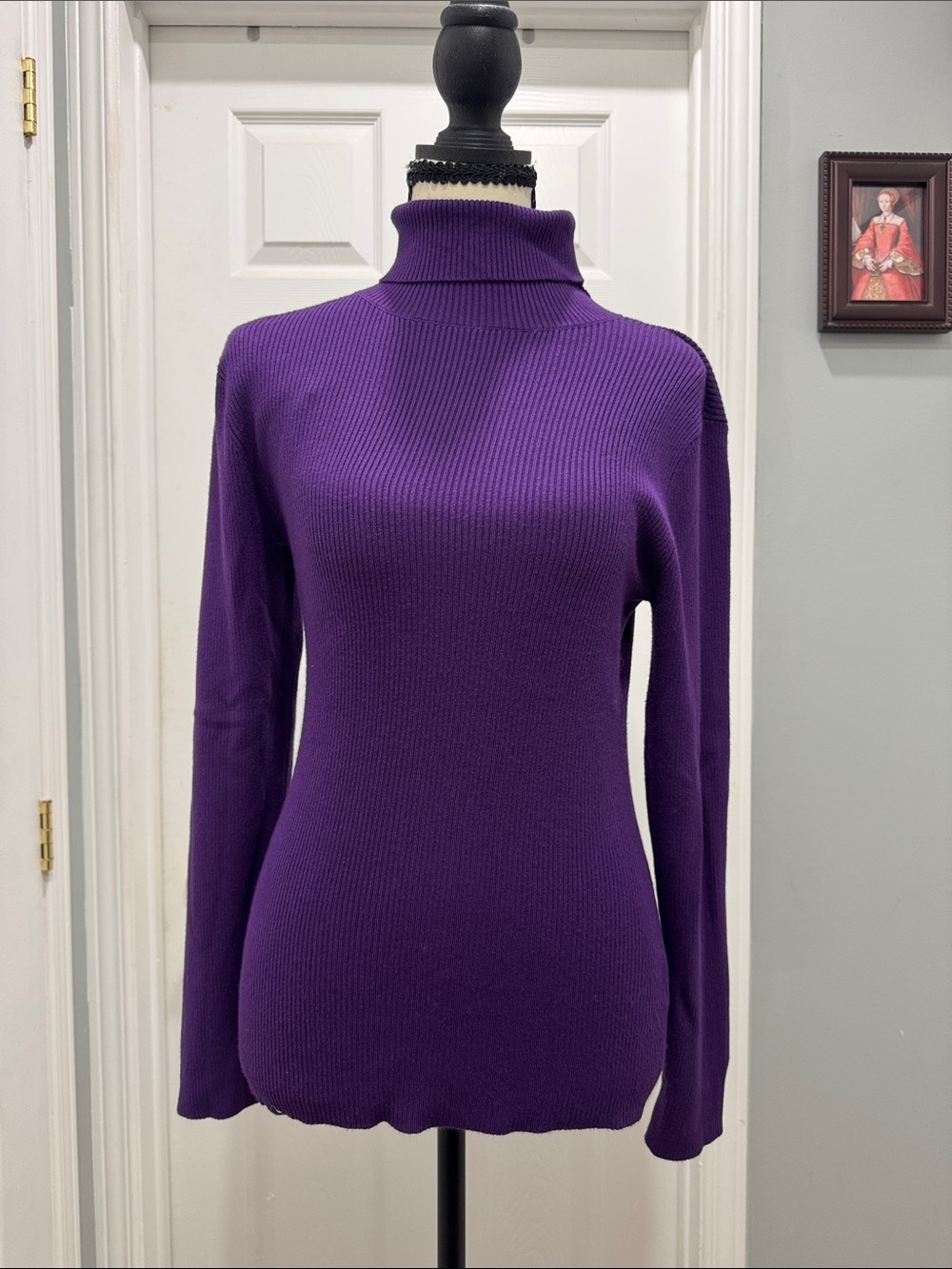 Coldwater Creek Purple Ribbed Turtleneck Sweater